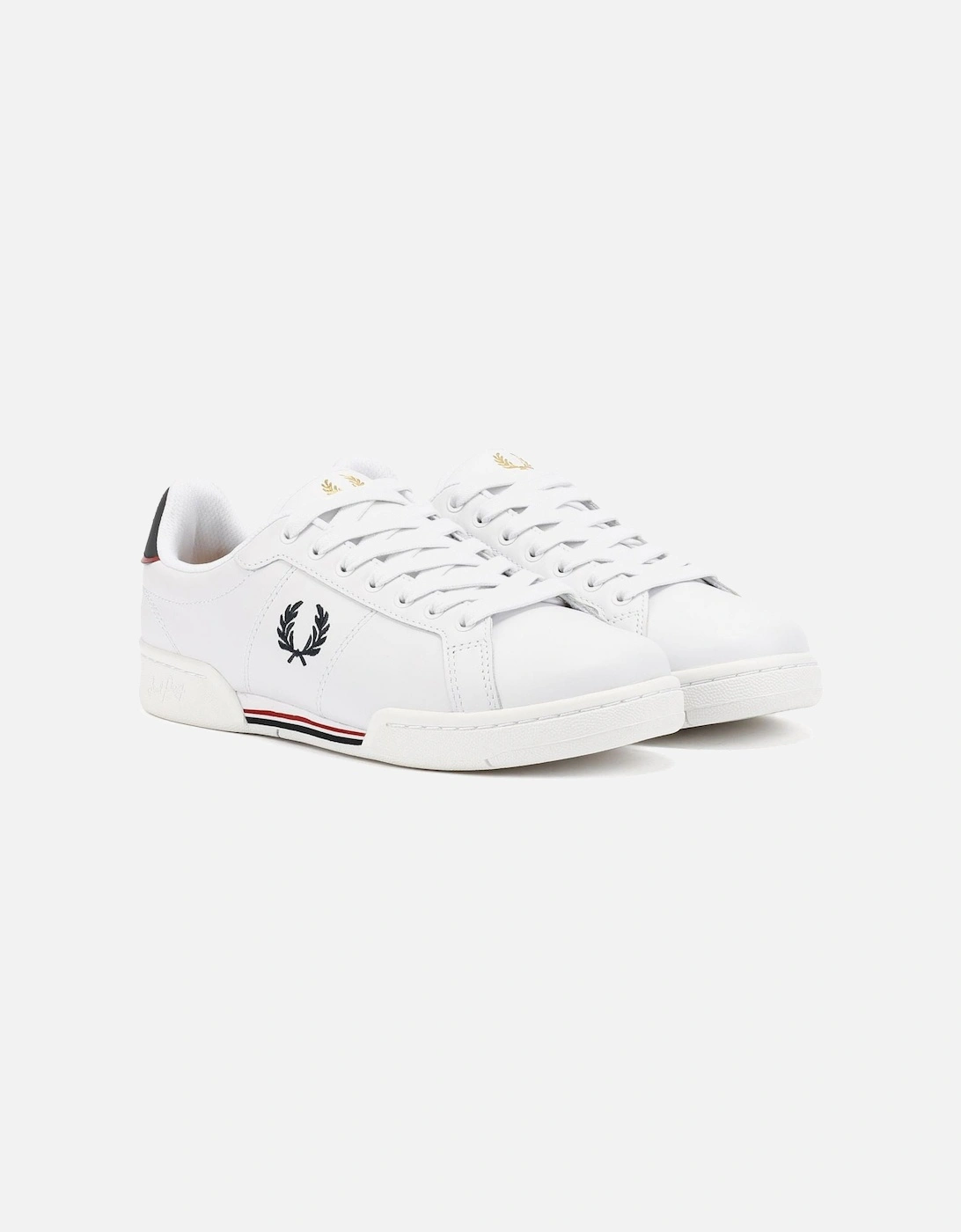 B722 Leather Men's White/Navy Trainers, 9 of 8