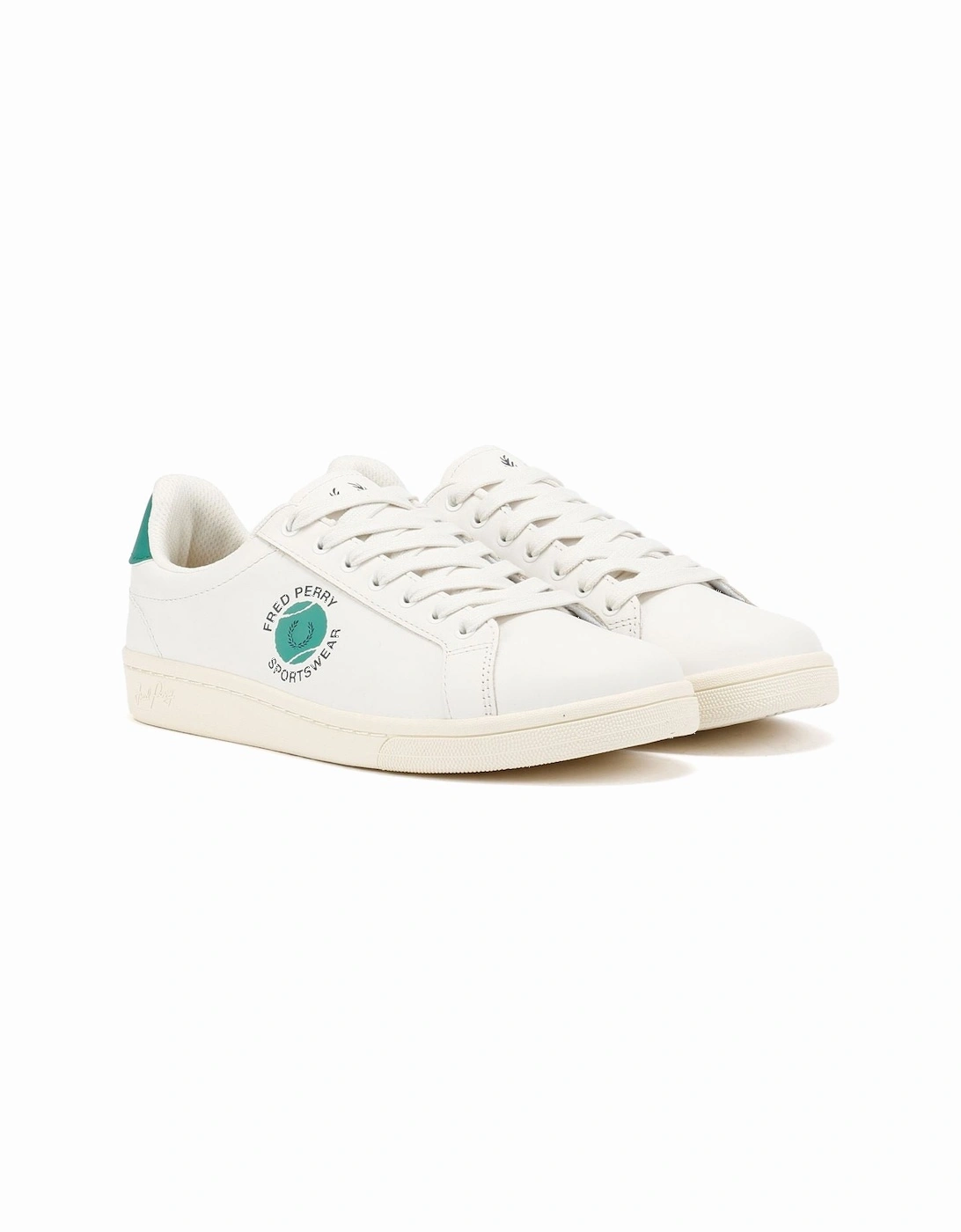 B721 Leather Men's Snow White/Court Green Trainers, 9 of 8