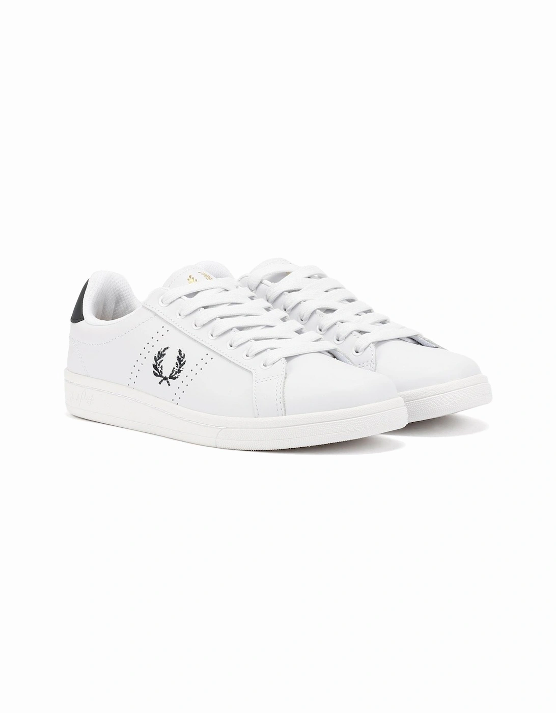 B721 Leather Men's White/Navy Trainers, 9 of 8