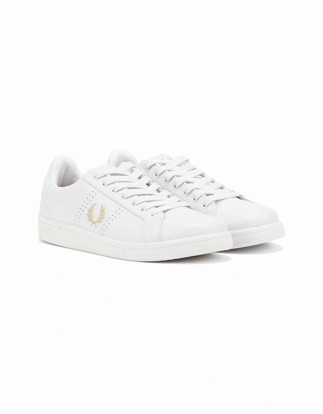 B721 Leather Men's White/Metallic Gold Trainers, 9 of 8