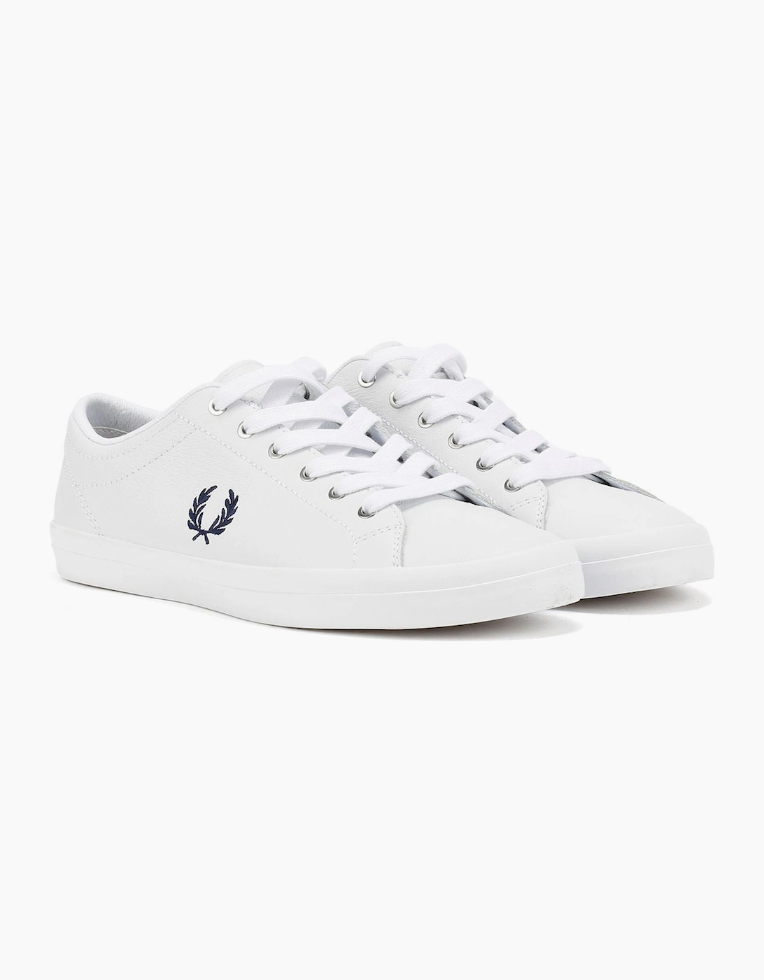 Fred Perry Men's White Baseline Leather /Navy Trainers - : 6 Size 6