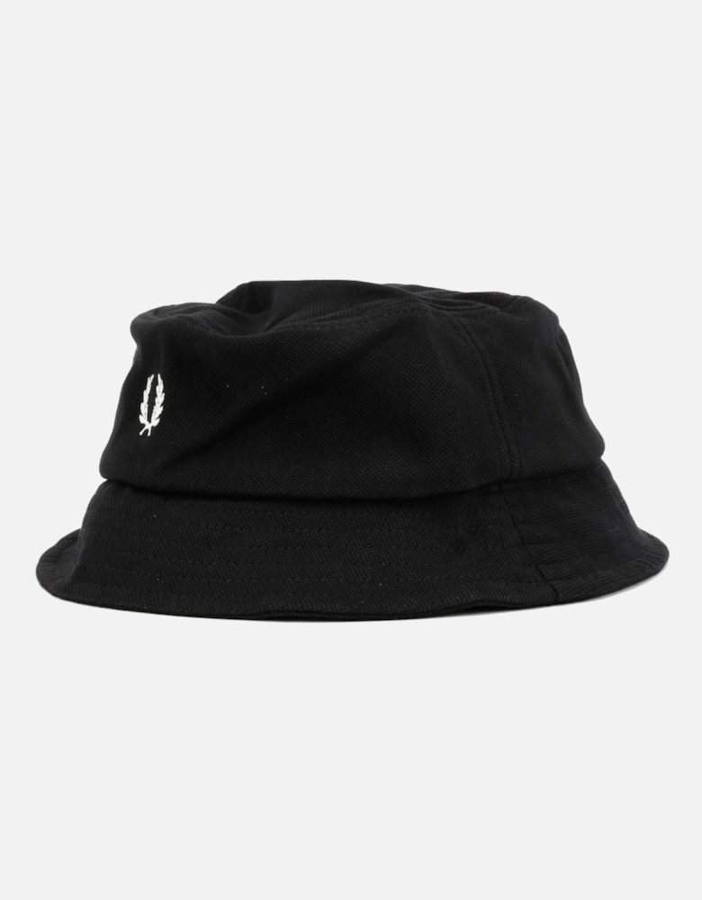 Pique Cotton Black Bucket Hats