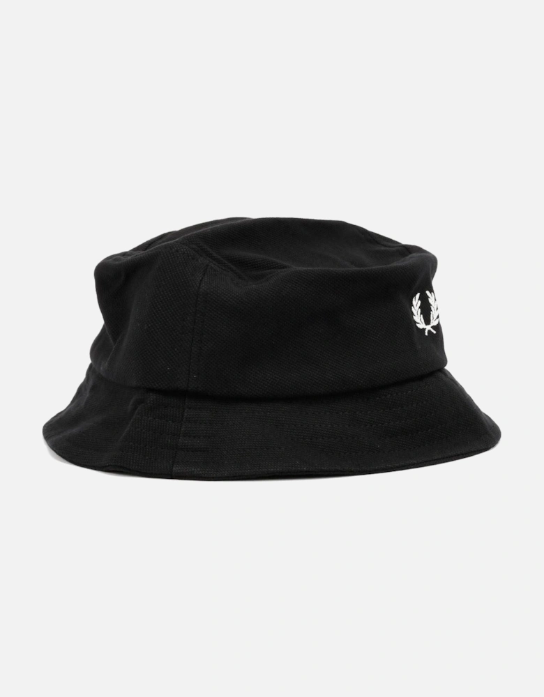 Pique Cotton Black Bucket Hats