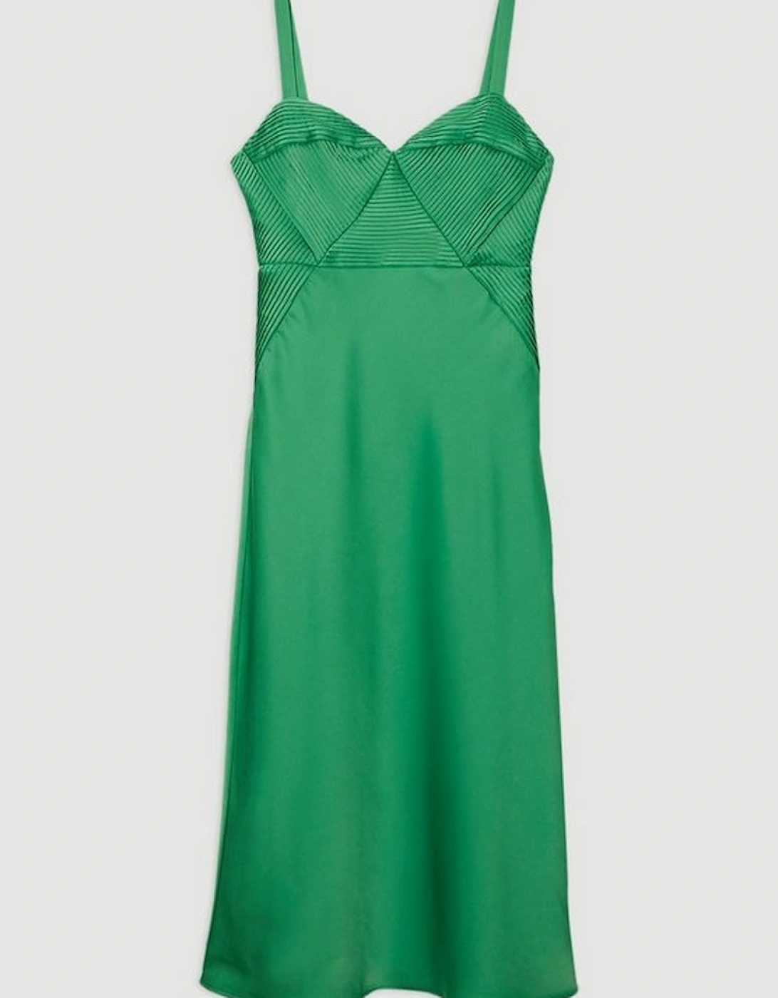 Satin Pleated Corset Detail Woven Maxi Dress