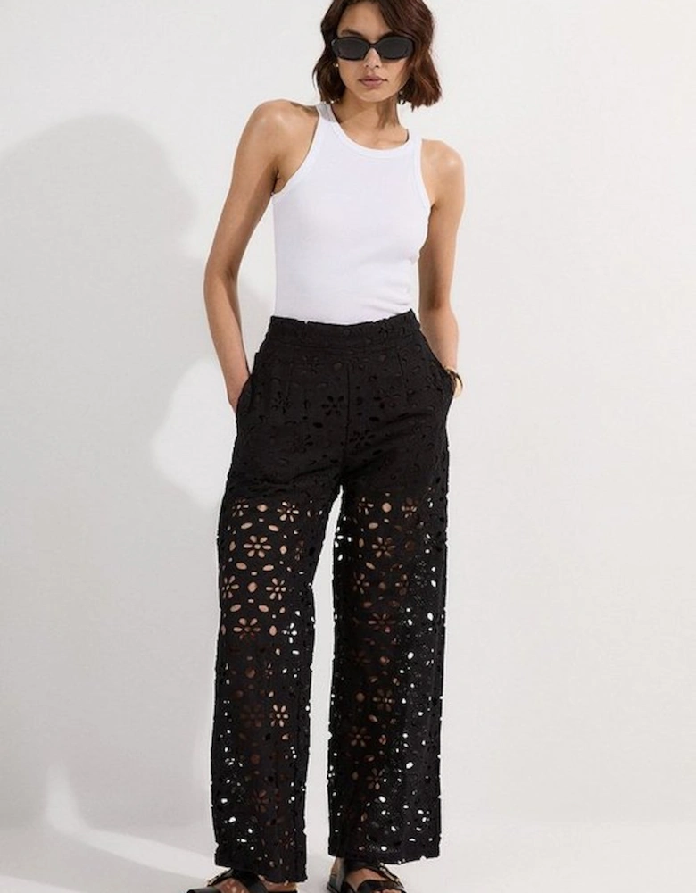 Cotton Broderie Woven Trouser