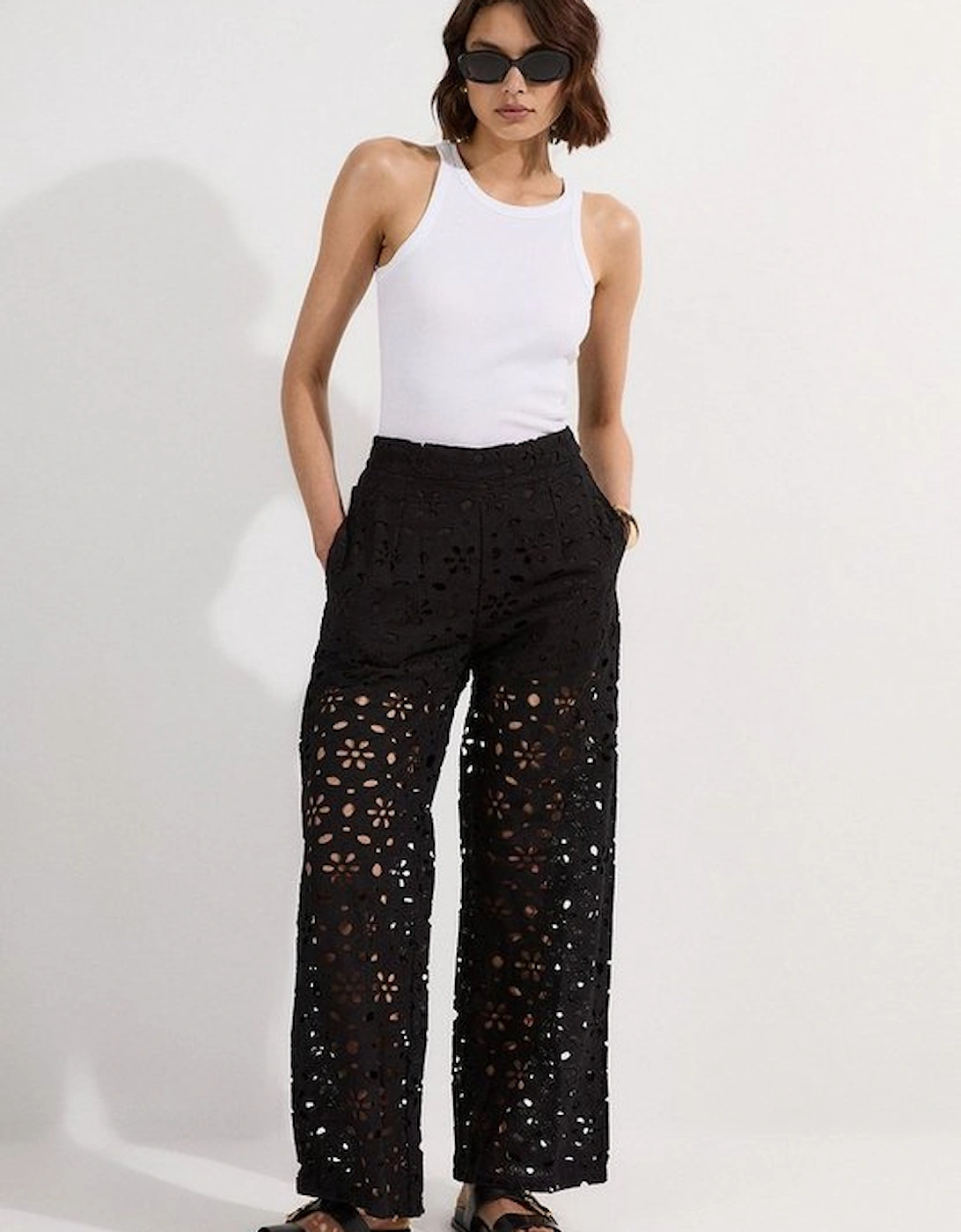 Cotton Broderie Woven Trouser