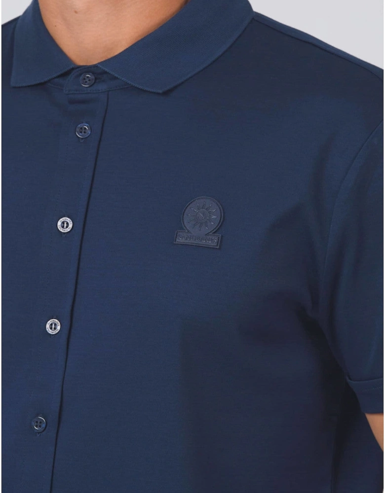 Full Button Interlock Polo Shirt Navy