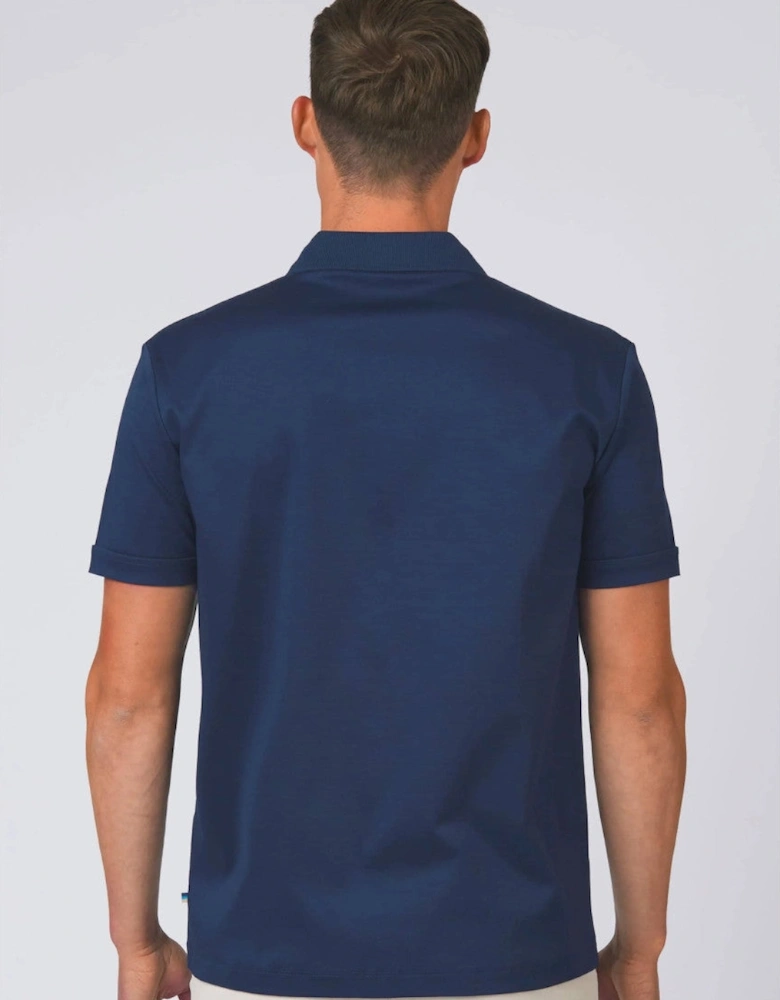 Full Button Interlock Polo Shirt Navy