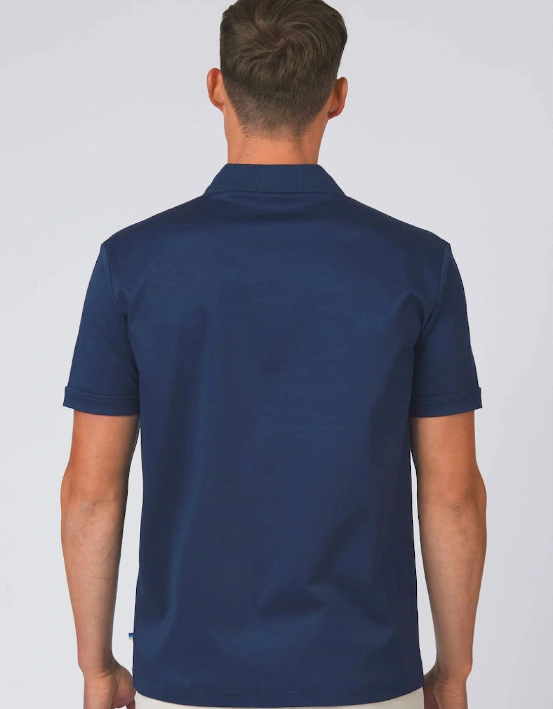 Full Button Interlock Polo Shirt Navy
