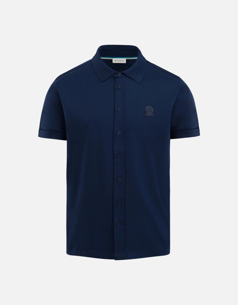 Full Button Interlock Polo Shirt Navy