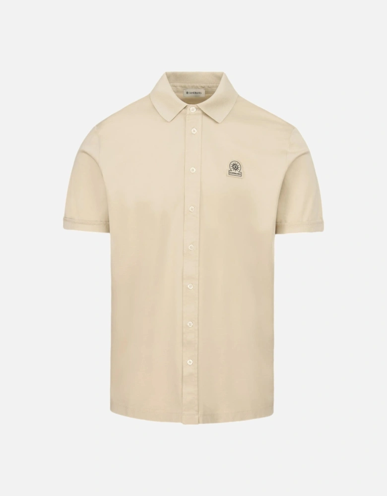 Full Button Interlock Polo Shirt Stone
