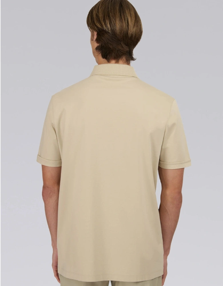 Full Button Interlock Polo Shirt Stone