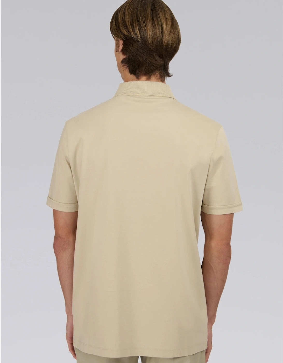 Full Button Interlock Polo Shirt Stone