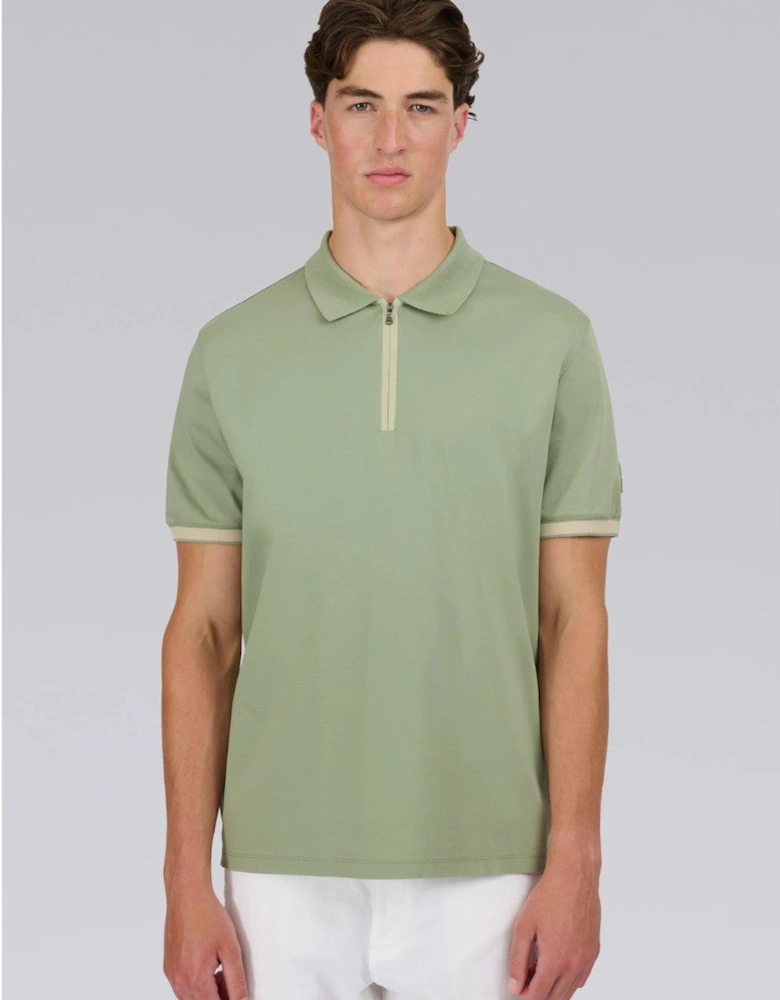 Silicone Zip Polo Shirt Sage