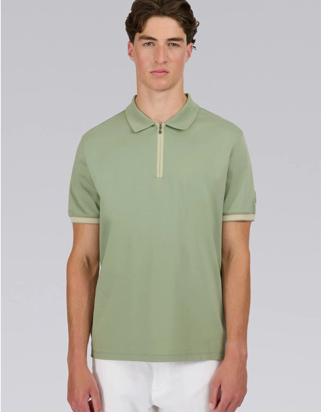 Silicone Zip Polo Shirt Sage