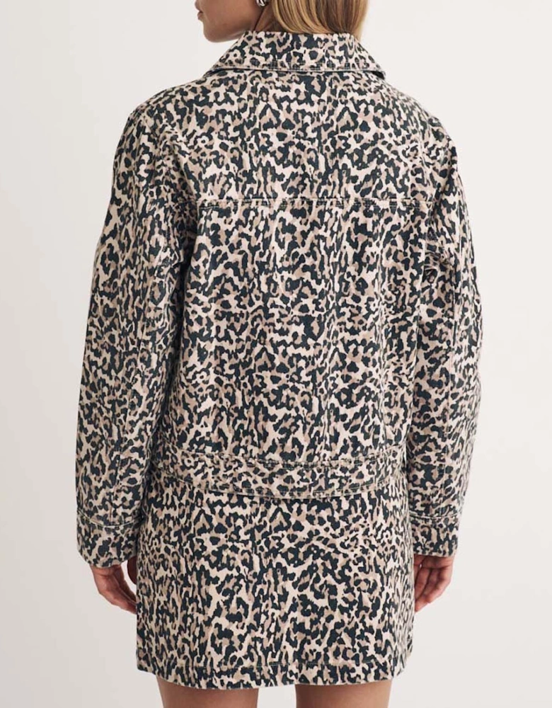 Frankie Leopard Print Denim Jacket