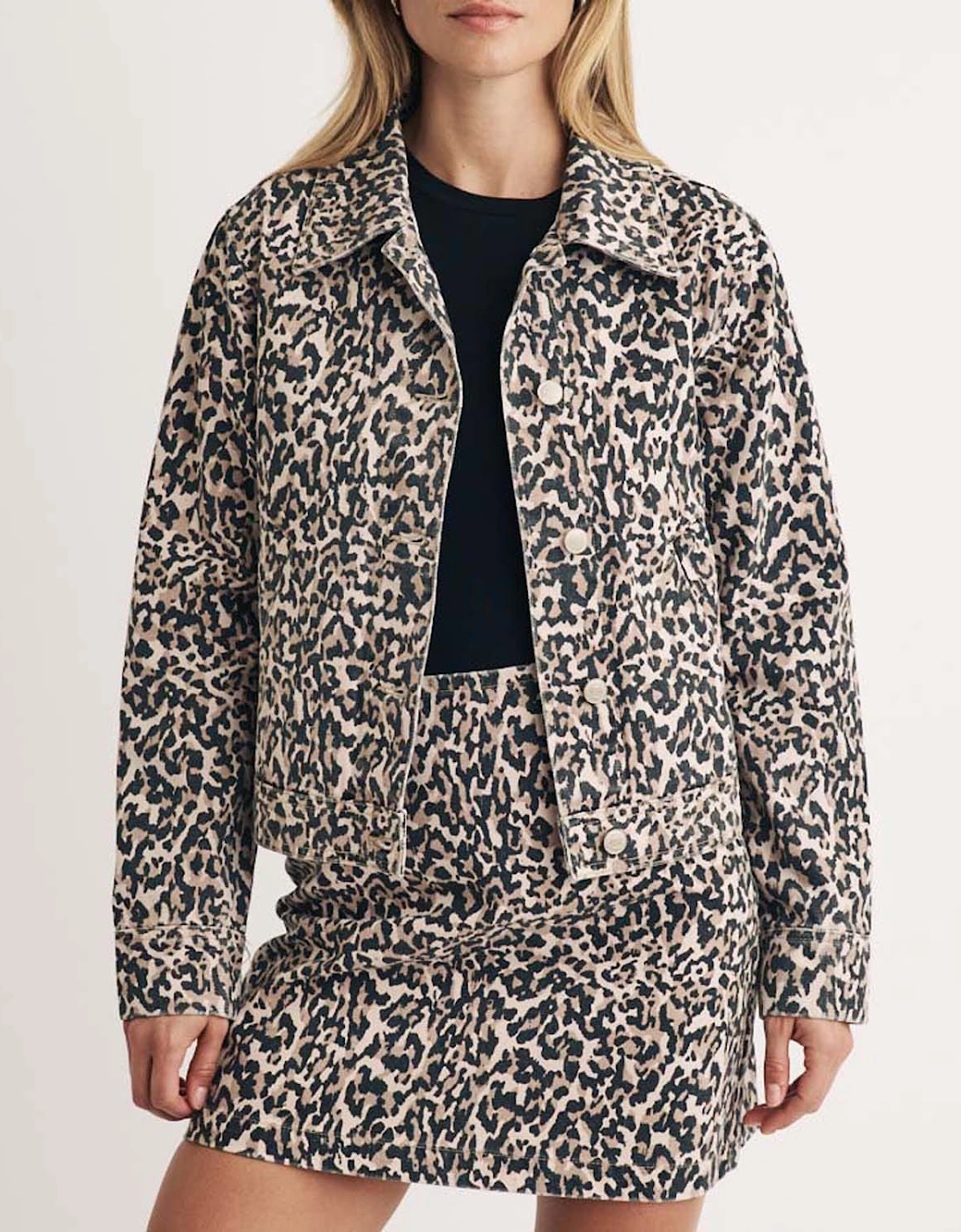 Frankie Leopard Print Denim Jacket, 5 of 4