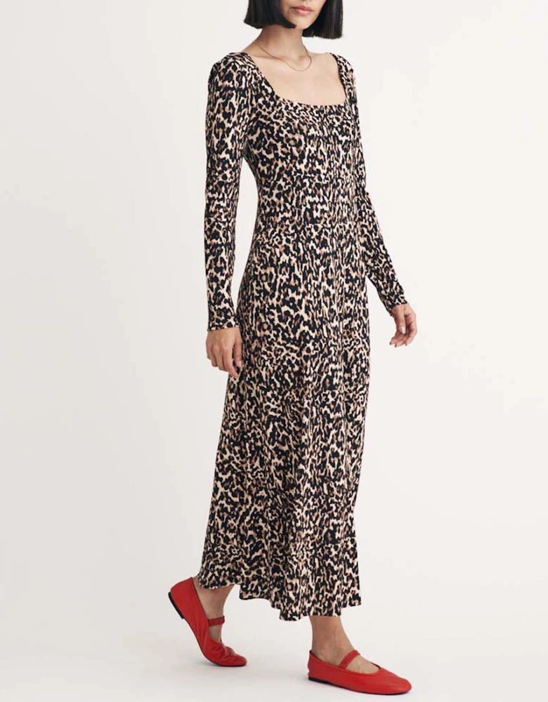 Aidie Leopard Print Midi Dress