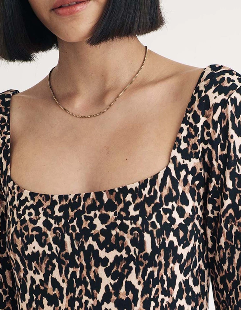 Aidie Leopard Print Midi Dress