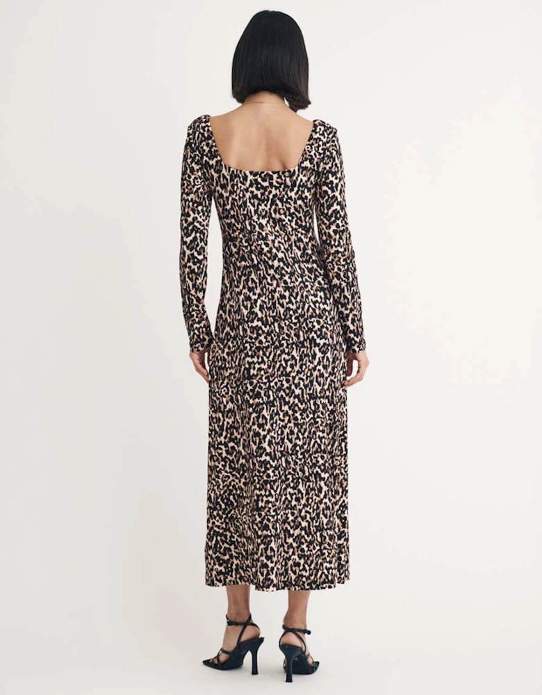 Aidie Leopard Print Midi Dress