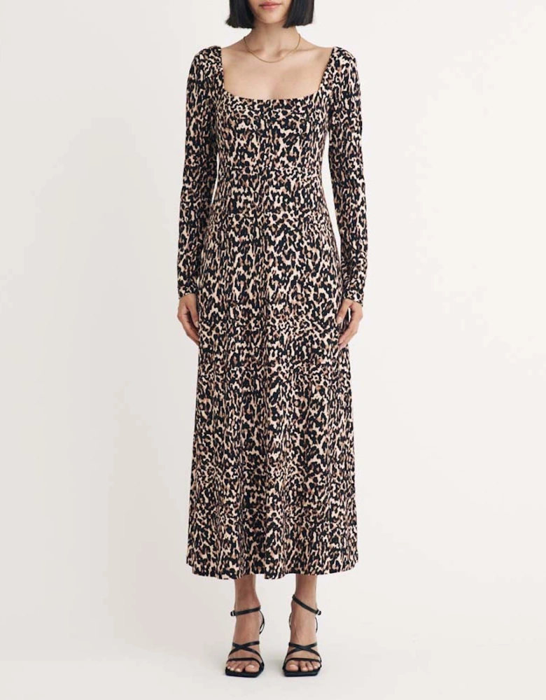 Aidie Leopard Print Midi Dress