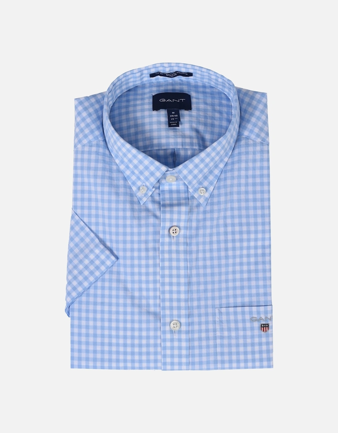 Broadcloth Gingham Short Sleeve Shirt Capri Blue, 5 of 4