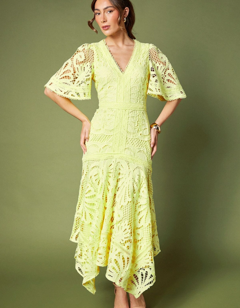 Placement Lace Hanky Hem Dress
