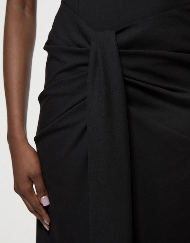 Tailored Asymmetric Neck Strappy Detail Dress