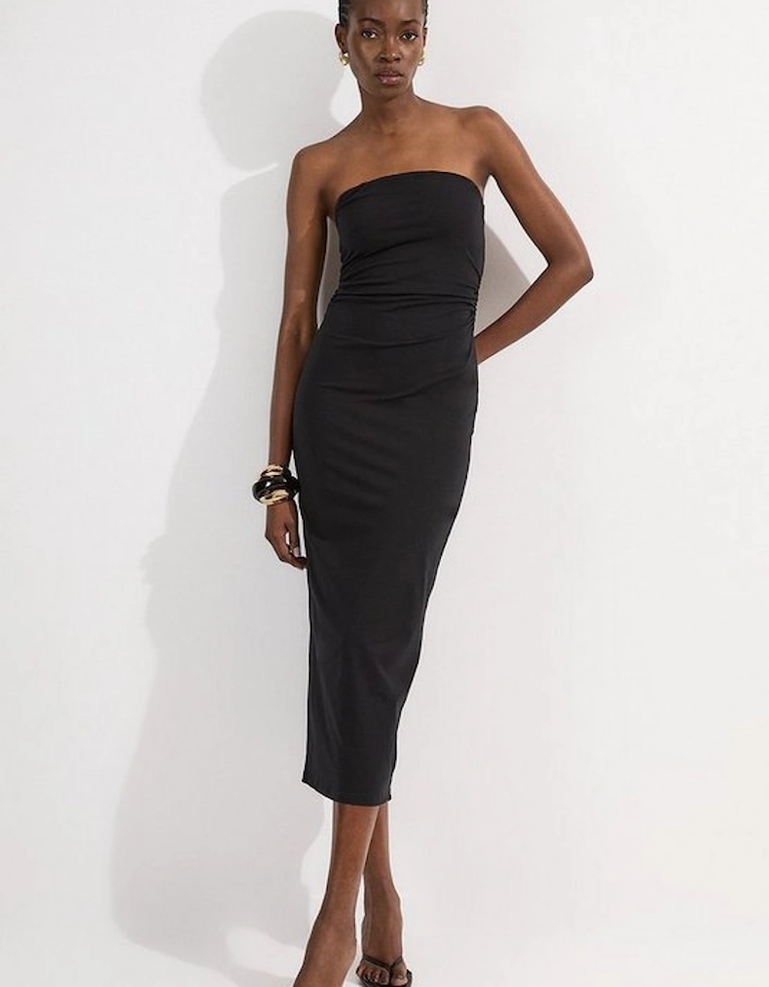 Stretch Cotton Jersey Bandeau Maxi Dress, 4 of 3