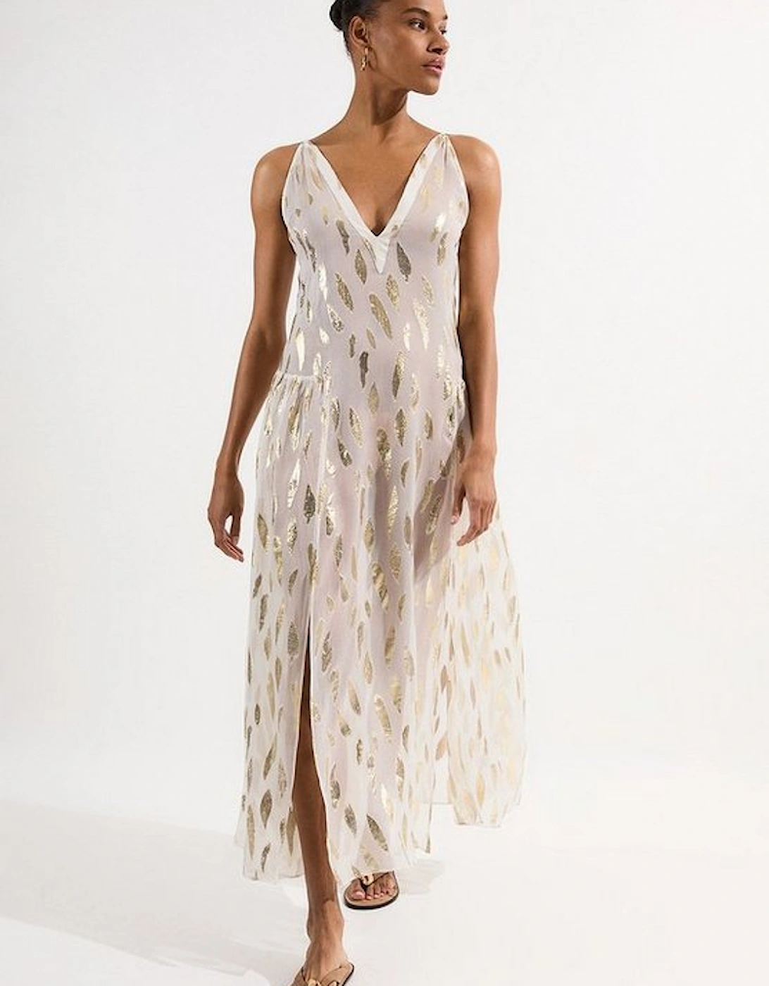 Beach Metallic Thread Strappy Maxi Dress, 4 of 3