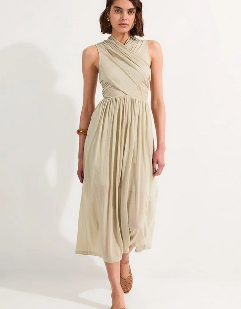 Premium Tencel Jersey Wrap Detail Midi Dress
