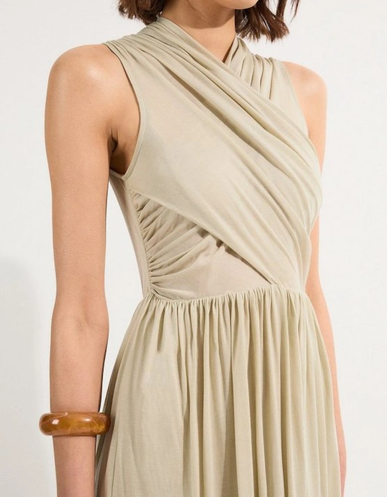 Premium Tencel Jersey Wrap Detail Midi Dress