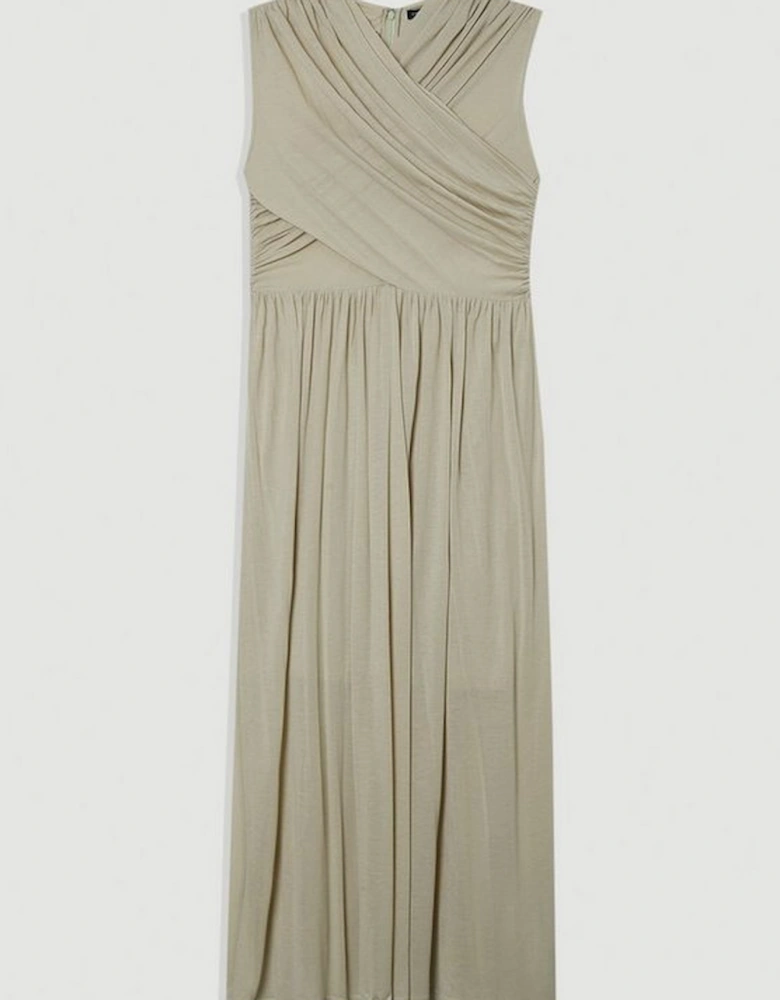 Premium Tencel Jersey Wrap Detail Midi Dress