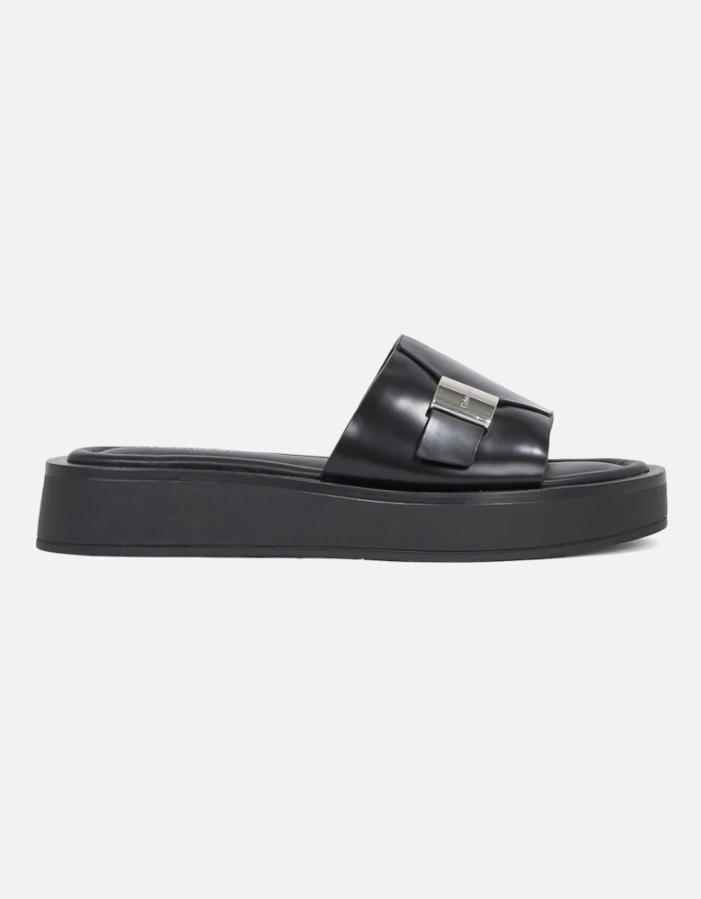 Flatform Leather Sandal - Black