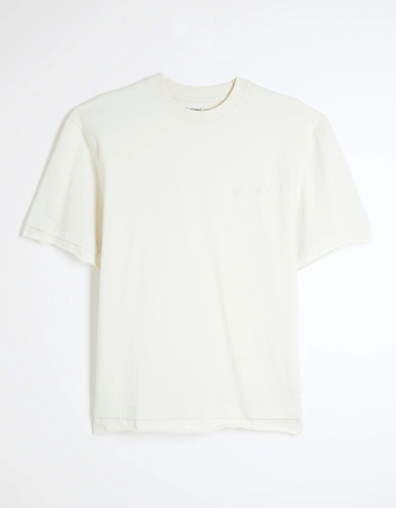 Double Layer Raw Hem T-Shirt - Cream