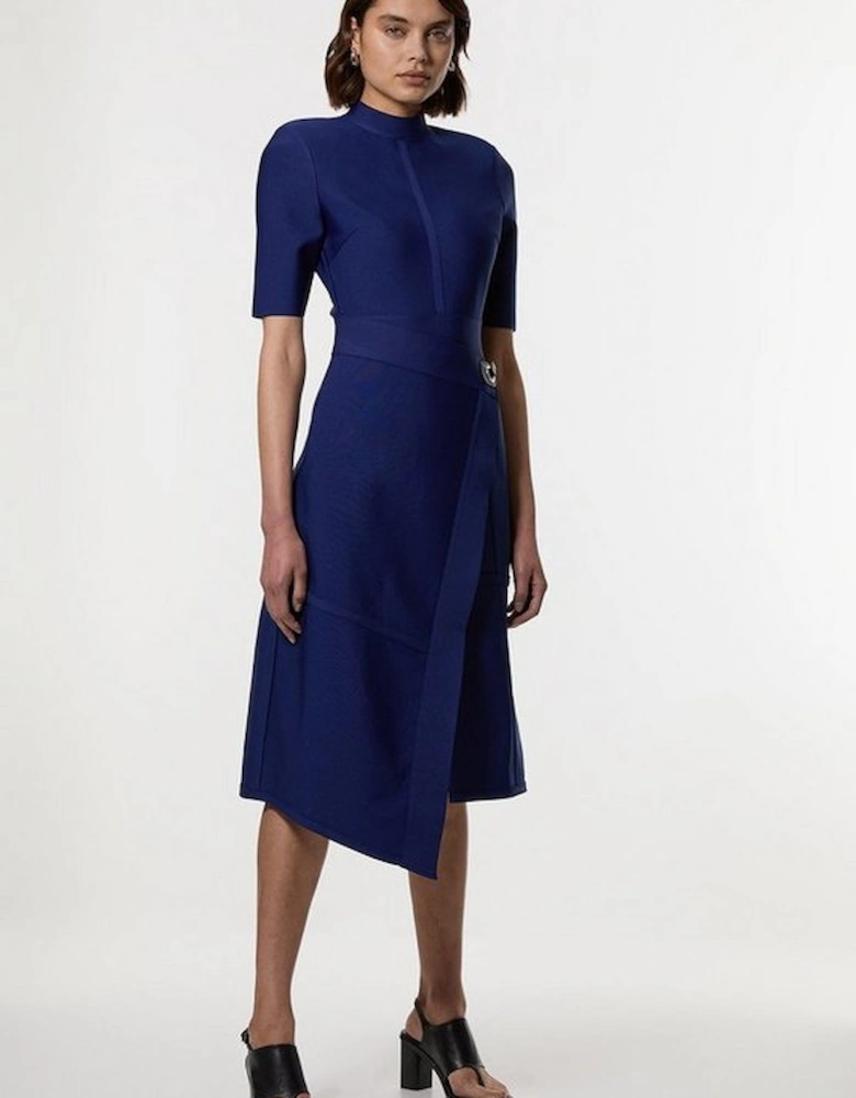 Figure Form Bandage Asymmetric Knit Midi Dress