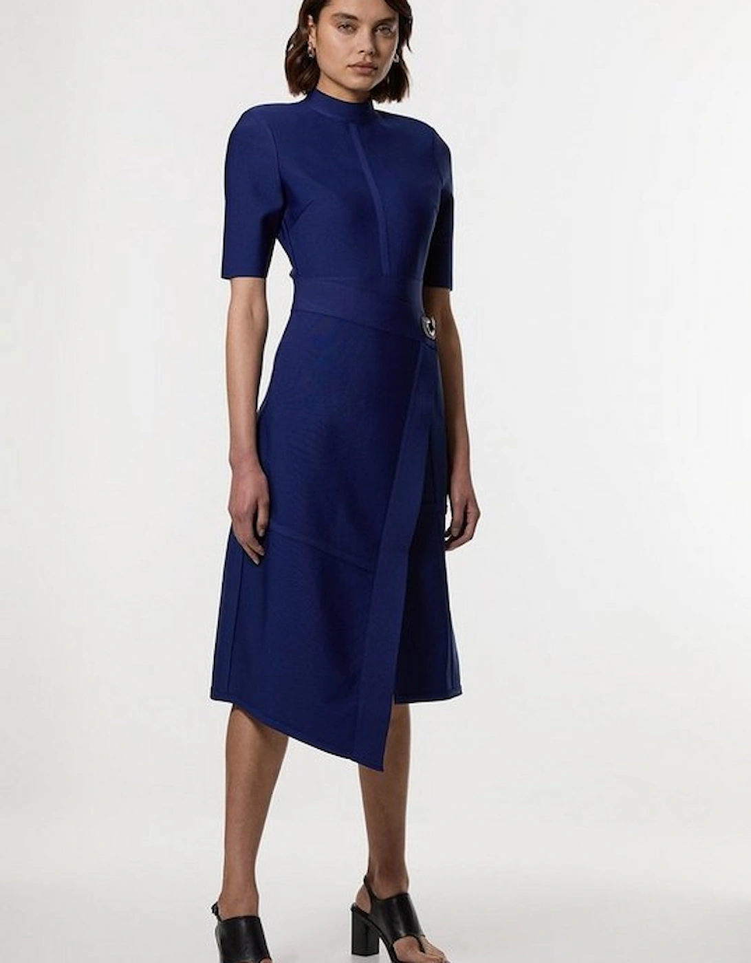 Figure Form Bandage Asymmetric Knit Midi Dress