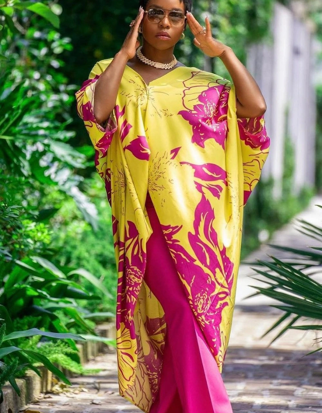 Rayon Blend Sienna Floral Maxi Kimono Dress