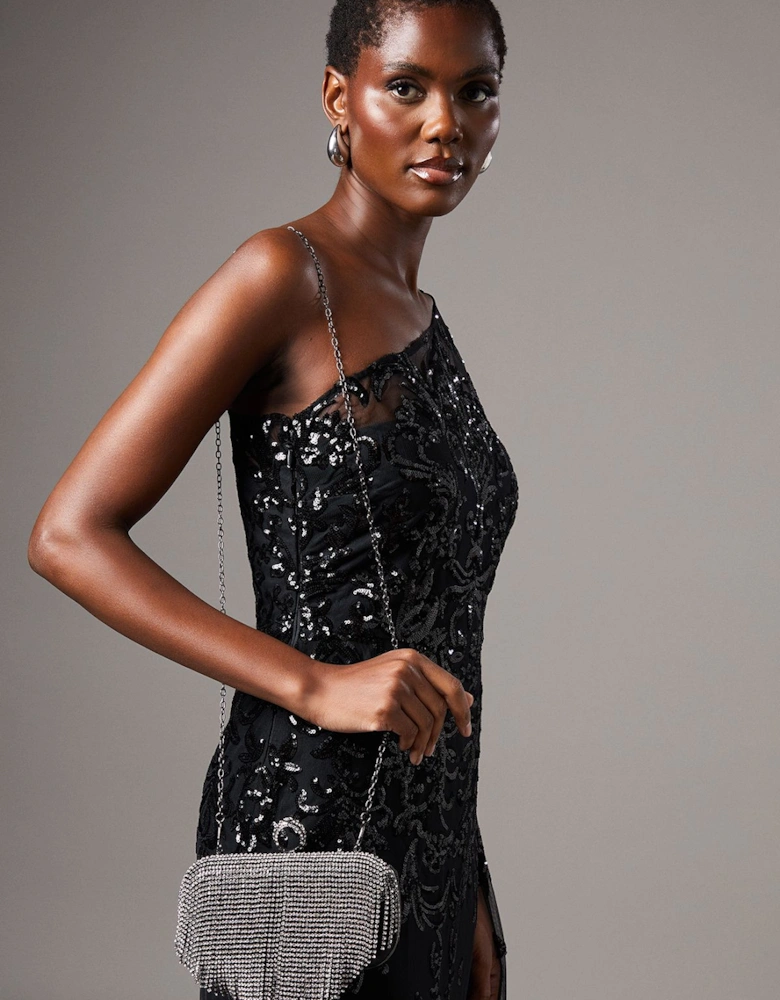 Tokyo Embellished Fringe Hard Clutch Bag
