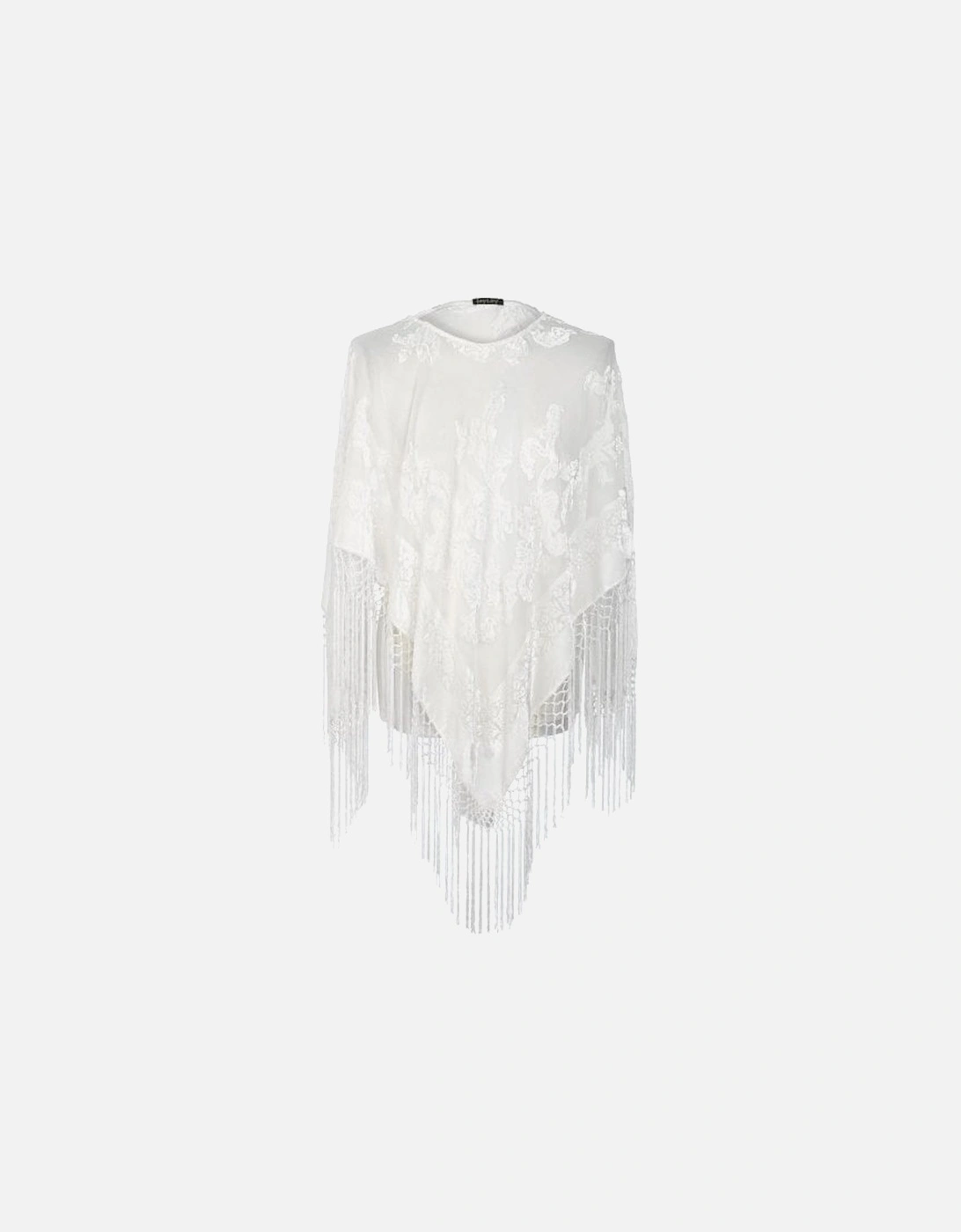 Cream Silk Devore Poncho, 2 of 1