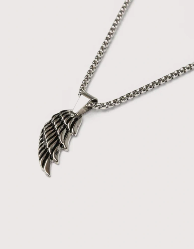Stainless Steel Wing Pendant 24"