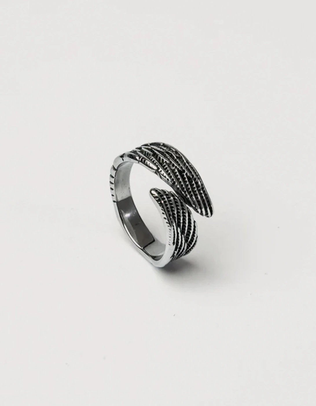 Silver Stainless Steel Wing Ring