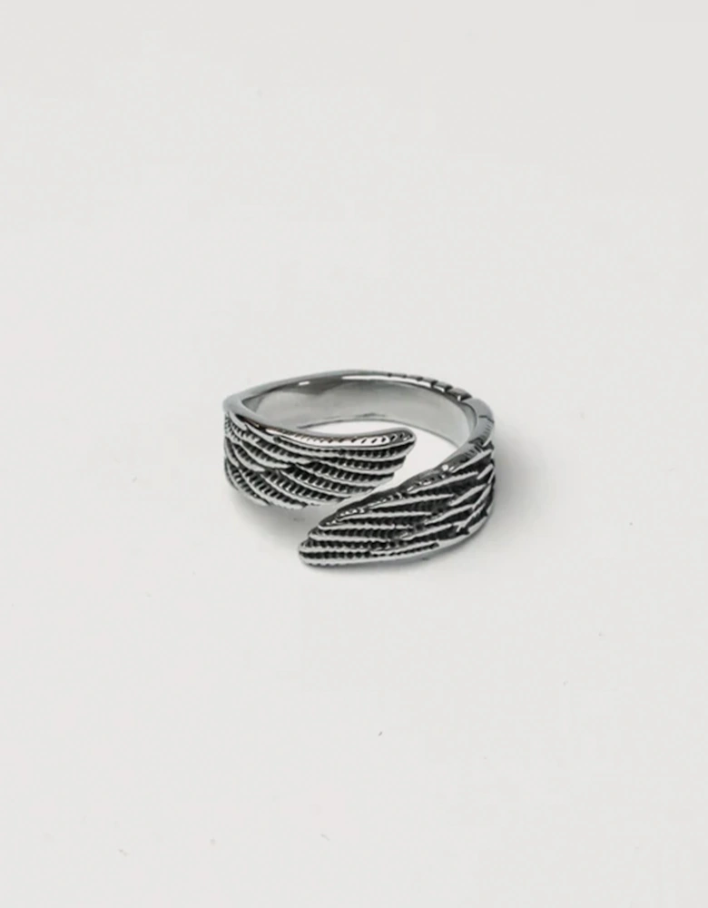 Silver Stainless Steel Wing Ring