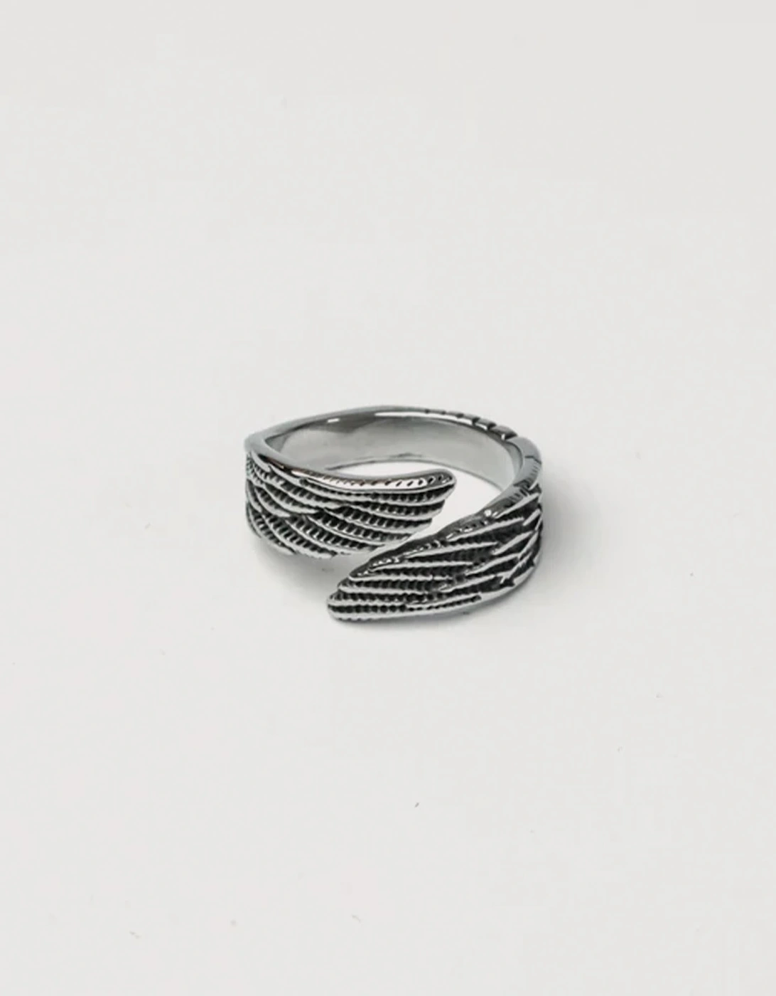 Silver Stainless Steel Wing Ring, 3 of 2
