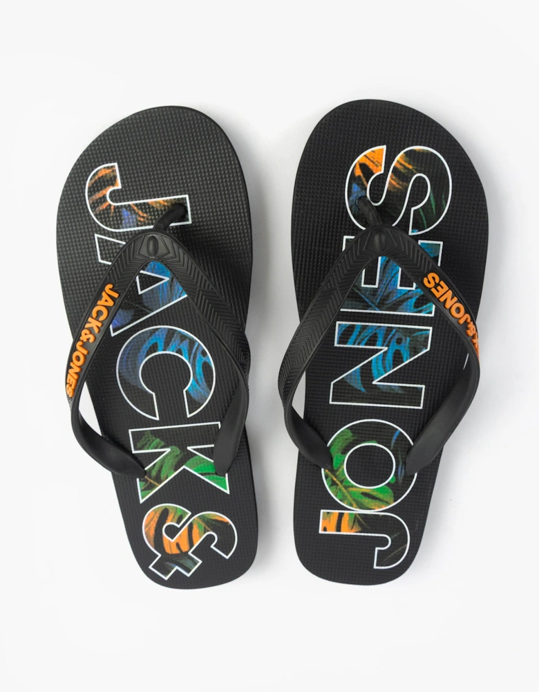 LOGO PALM PRINT Mens Sliders Anthracite