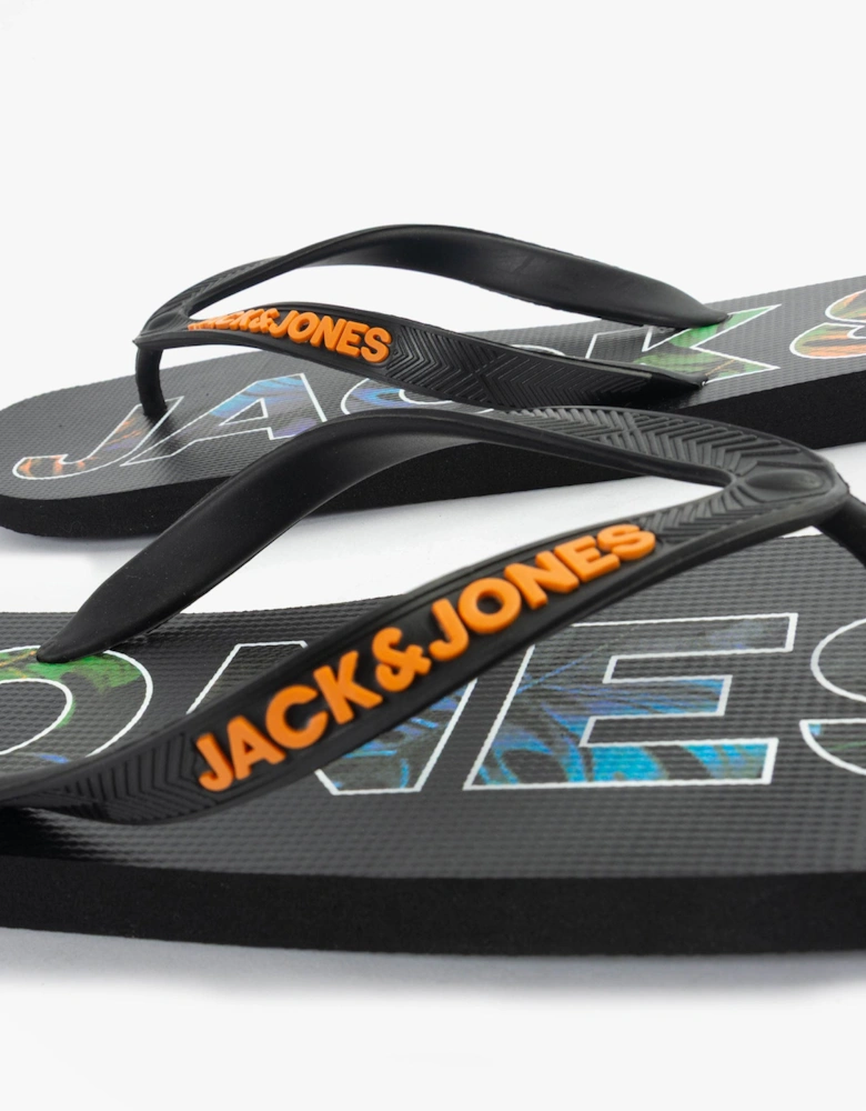 LOGO PALM PRINT Mens Sliders Anthracite