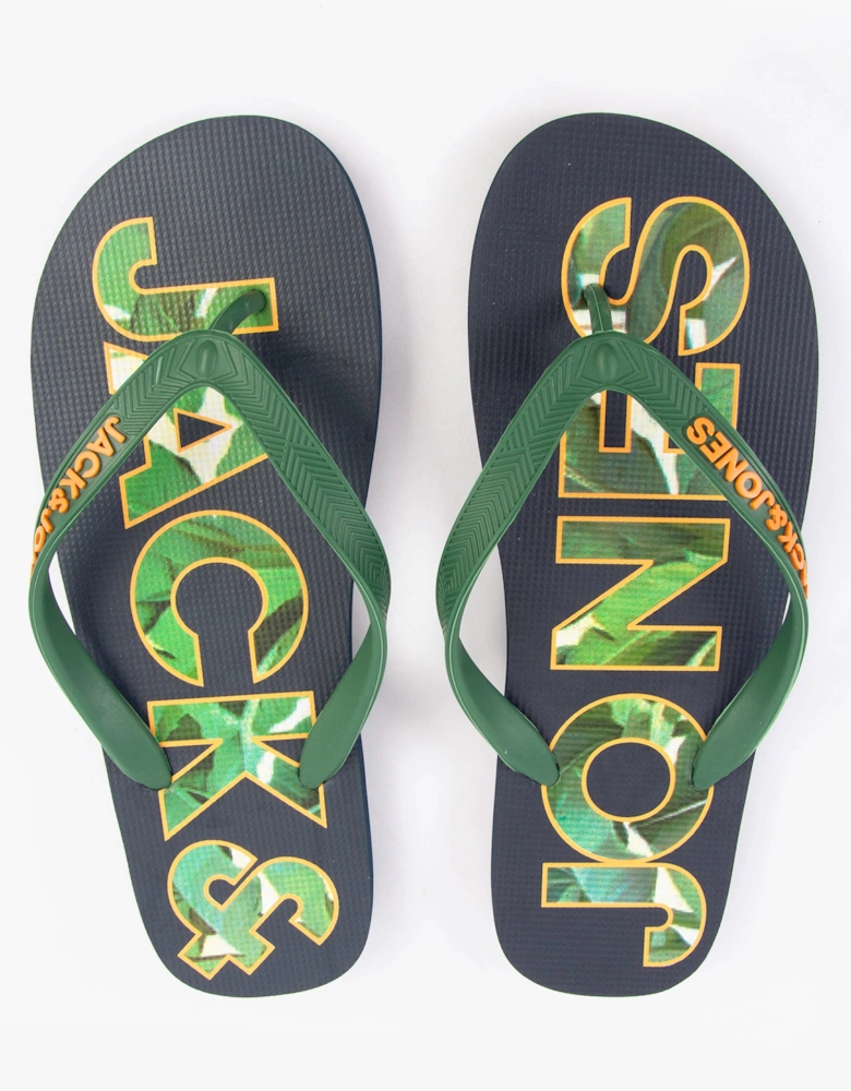 LOGO PALM PRINT Mens Sliders Navy Blazer