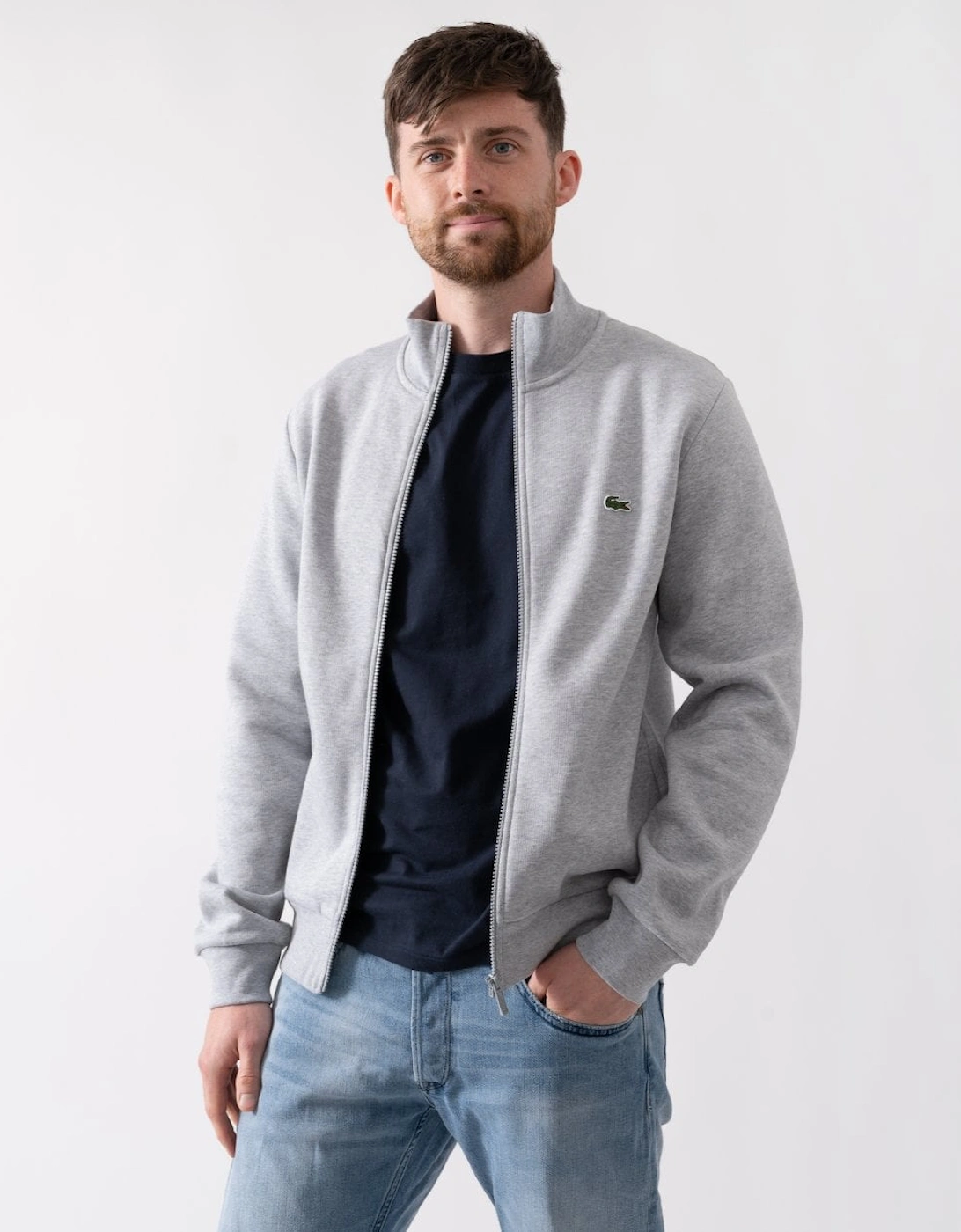 Regular Fit Brushed Fleece Mens Zippered Sweatshirt, 5 of 4