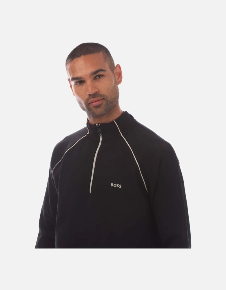 Zip-Neck Sweatshirt with Embossed Artwork