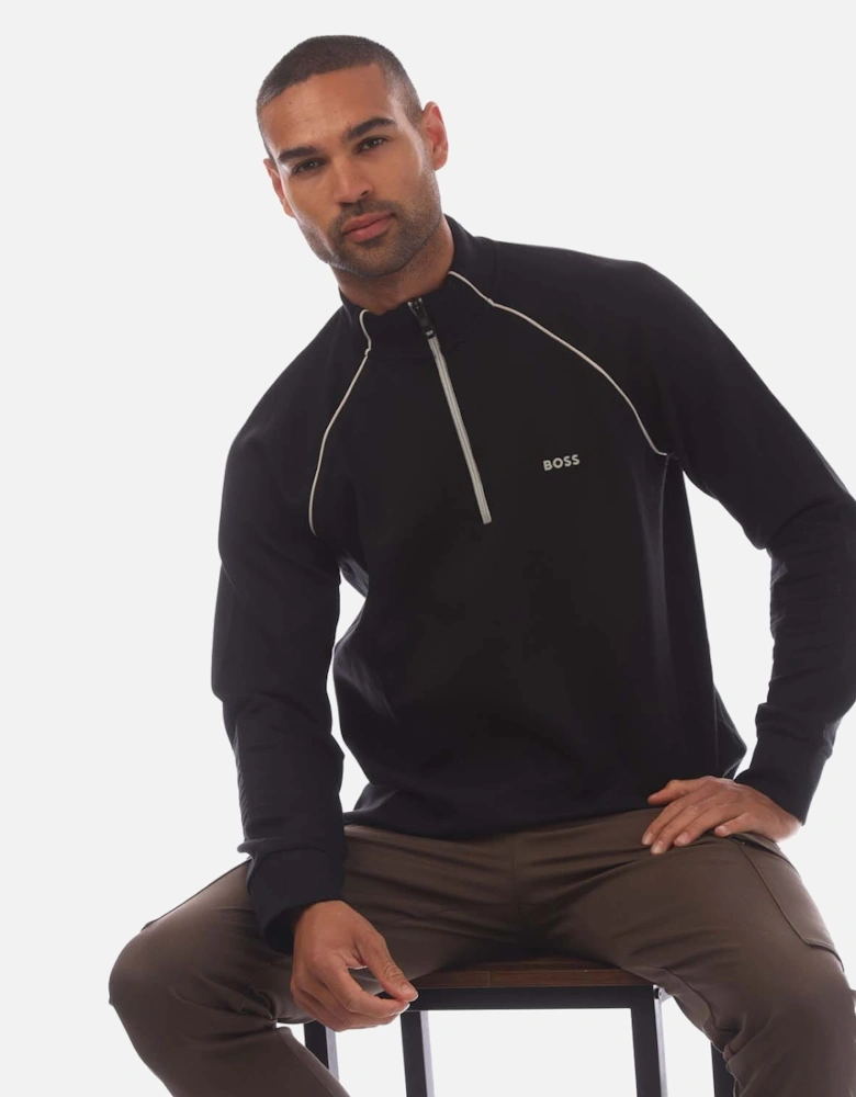 Zip-Neck Sweatshirt with Embossed Artwork